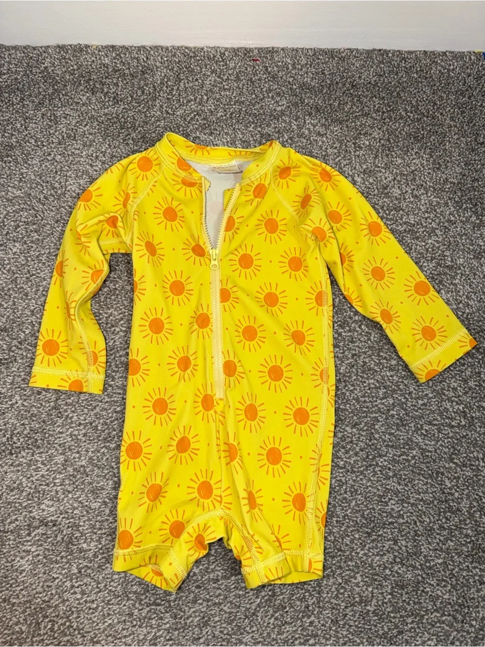 Hanna Andersson Yellow Baby Sunsuit swimsuit sun 12-18 months